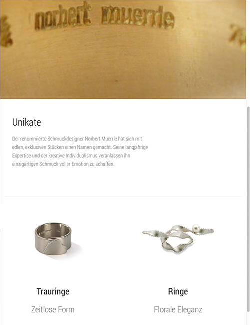 Responsive Website für Norbert Muerrle Schmuck & Accessoires