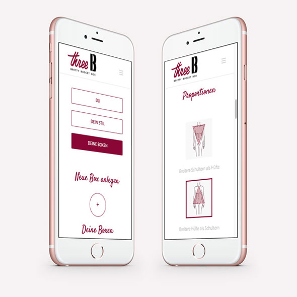 Zwei Smartphones zeigen die responsive Website von BrettyBudgetBox in der mobilen Ansicht