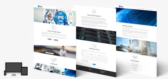 Übersicht über 3 Unterseiten der responsiven Website von Ethon Technologies