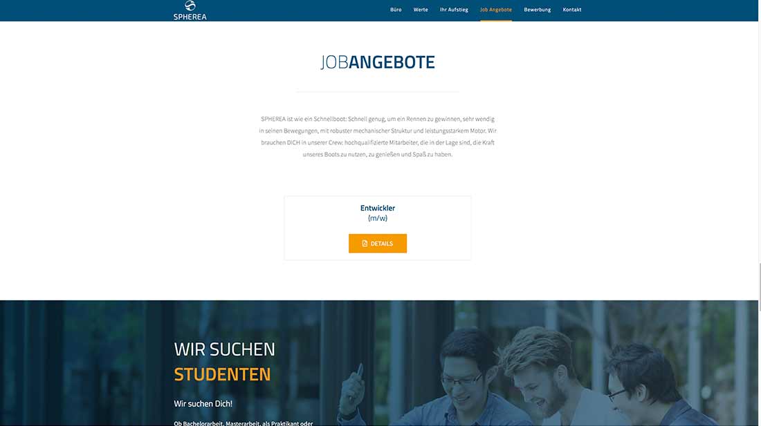 Website von Spherea Germany. Webdesign und SEO