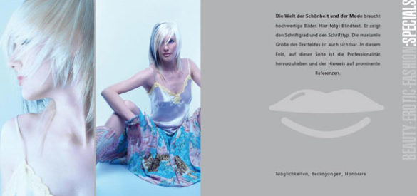 Innenansicht des Flyers mit futuristischen Fotografien