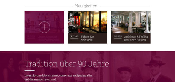 Ansicht der Neuigkeiten auf der Website des Grand Café Rau