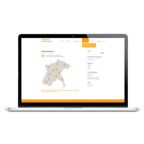 Ausschnitt der Website von Waldemar Westermayer in einem Laptop