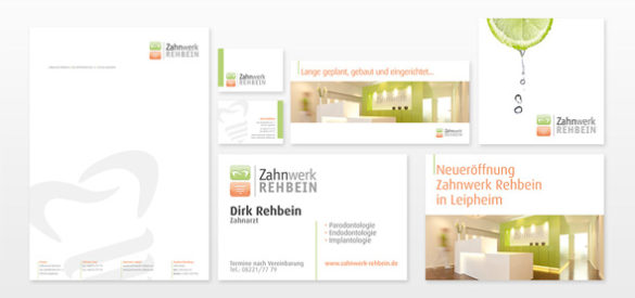 Übersicht über die für das Corporate Design erstellten Medien & Geschäftspapiere