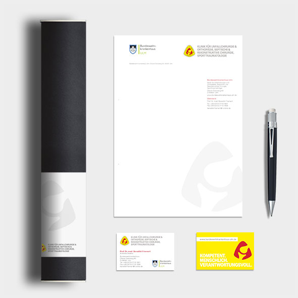 Corporate Design des Bundeswehrkrankenhauses Ulm, neu gestaltet von der AKSIS Werbeagentur