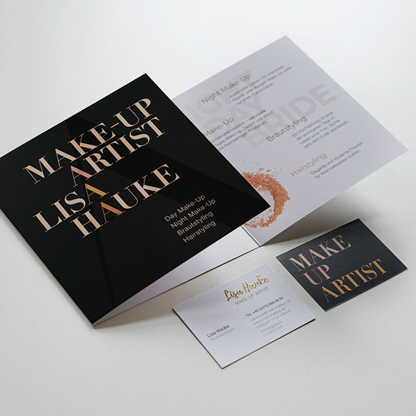 Flyer und Visitenkarte von Lisa Hauke, Makeup Artist, Gestaltet von der AKSIS Werbeagentur